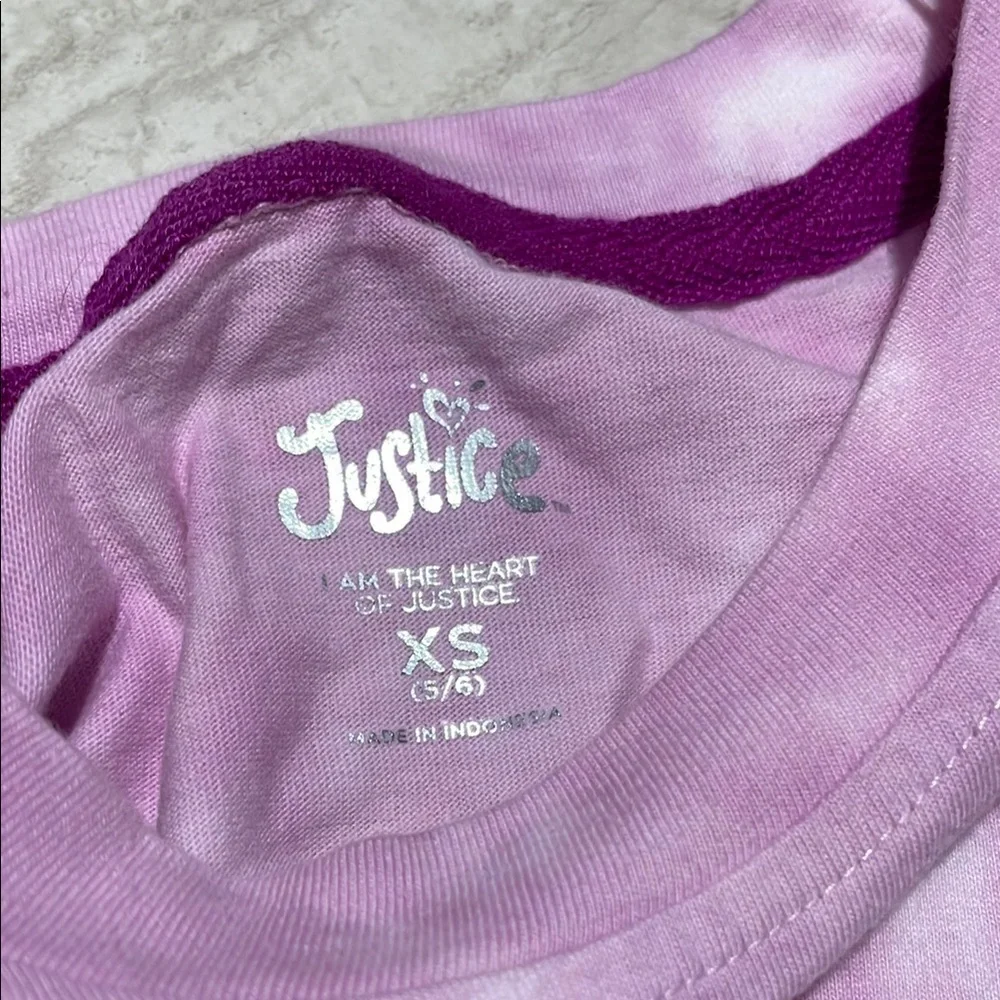 NWT Justice Little Girl Pink and Purple Tie-Dye Shirt *XS (5-6)